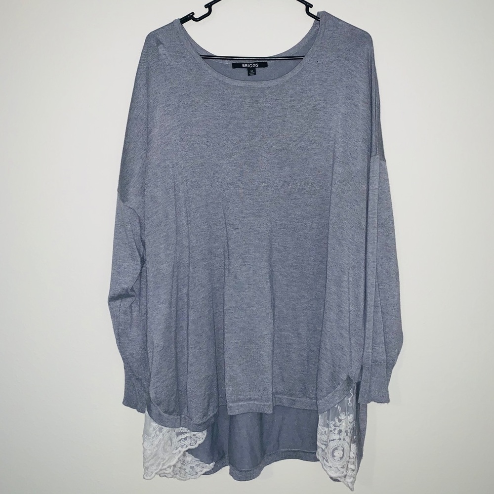 Briggs Oversized Gray Sweater w/ Lace detail